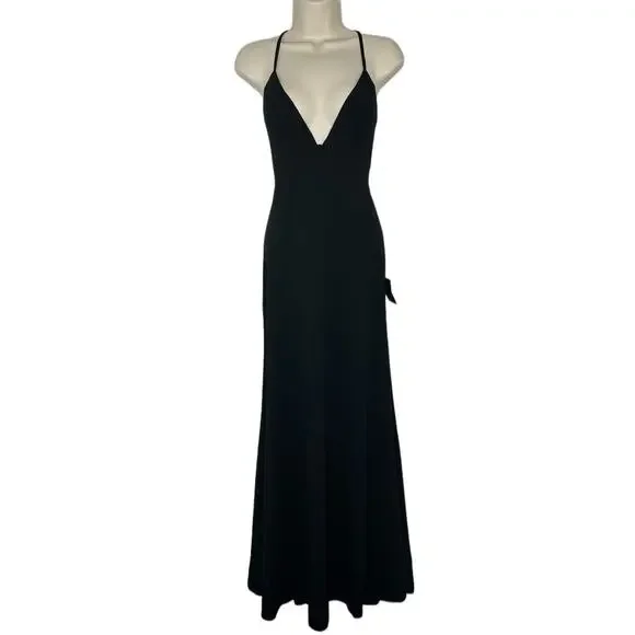 Lulus | Dresses | Lulus Be My Date Black Backless Lace Up V Neck Maxi Dress  Size Large New | Poshmark